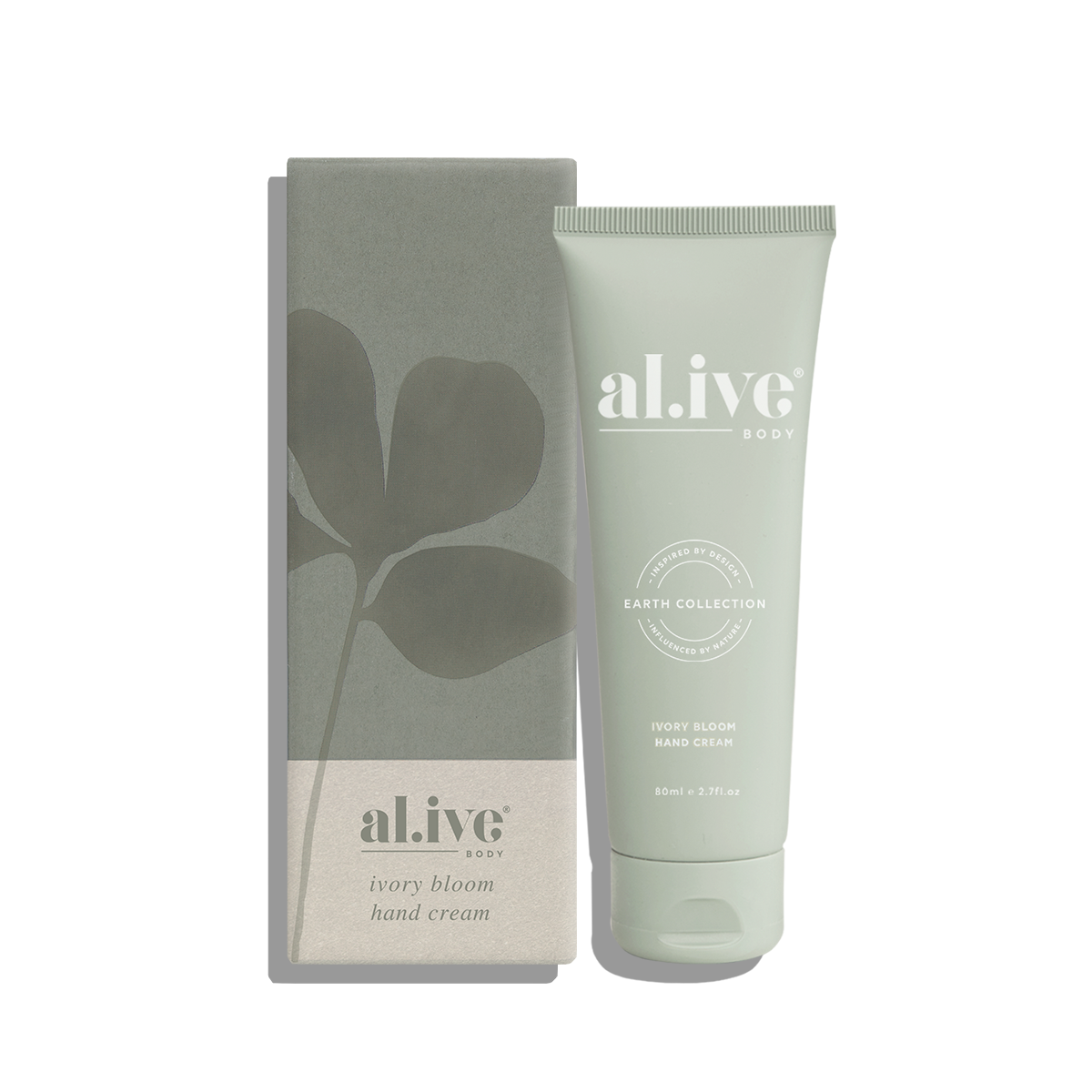 Tube and box of al.ive body cream on a white background