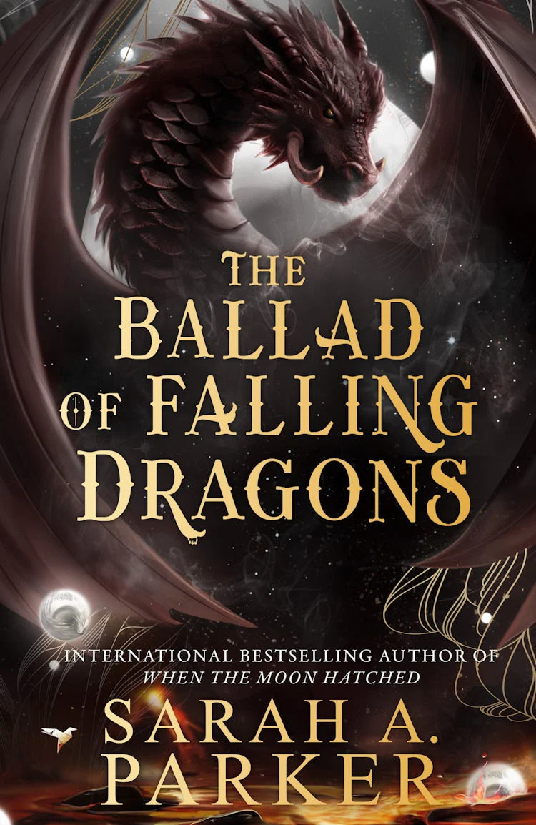 the ballad of falling dragons by Sarah A. Parker book cover showing a dragon on a dark background