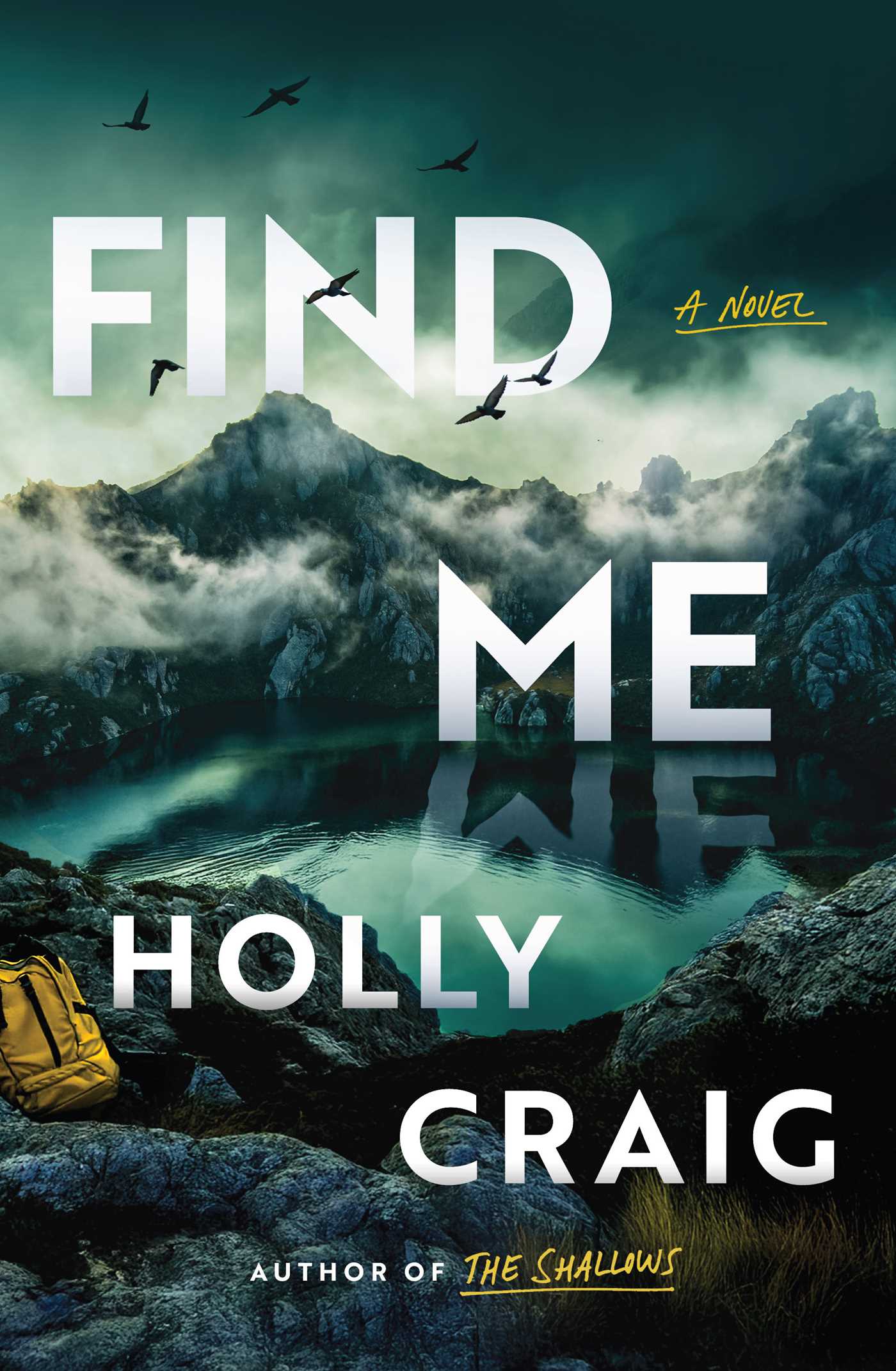 Find Me book cover by Holly Craig showing Tasmanian mountains and a lake