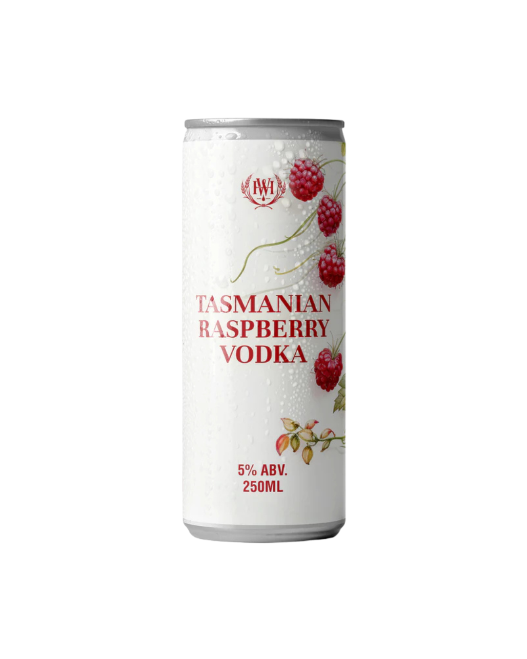 Tasmanian Raspberry vodka on a white background
