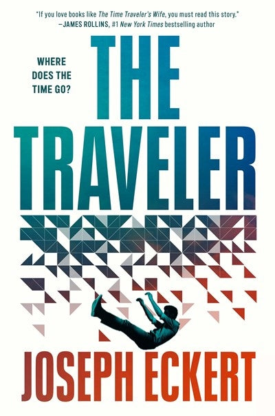 Book cover of 'The Traveler' by Joseph Eckert with geometric design and text.