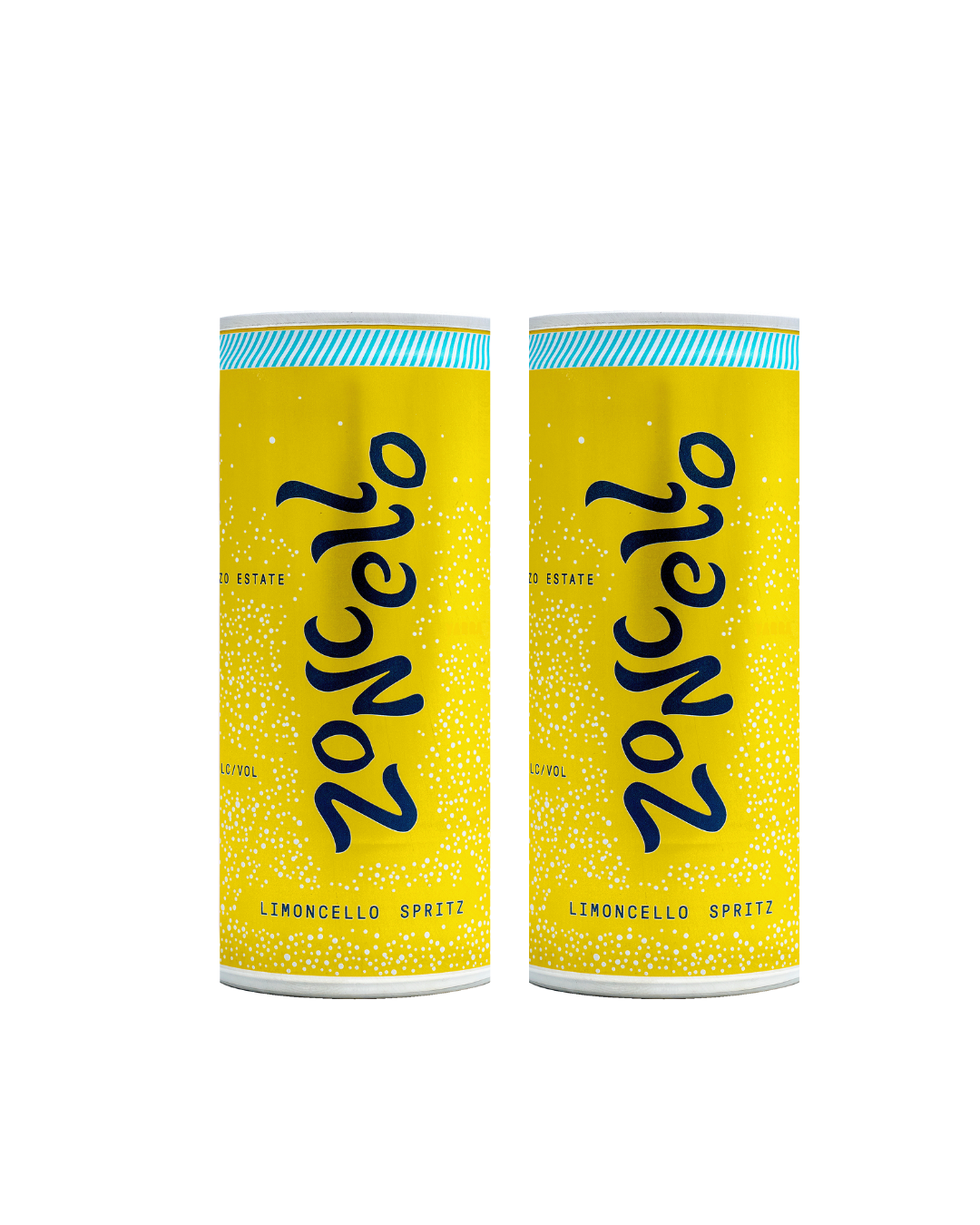 zoncello limoncello sprtiz cans x2. yellow can with blue stripe