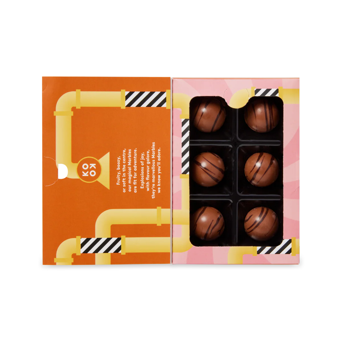 Box of chocolates with a colorful design on the packaging
