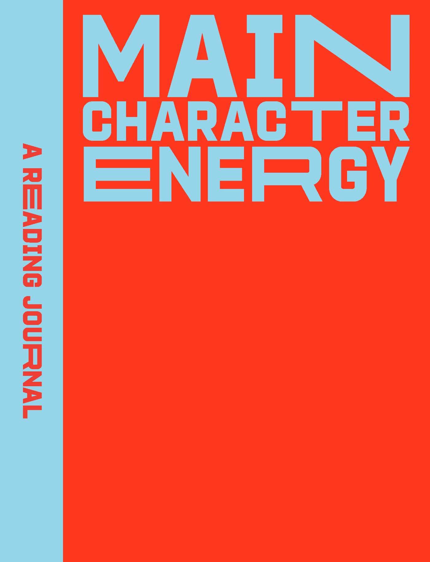 Book cover with 'Main Character Energy' text on a red and blue reading background - a reading journal