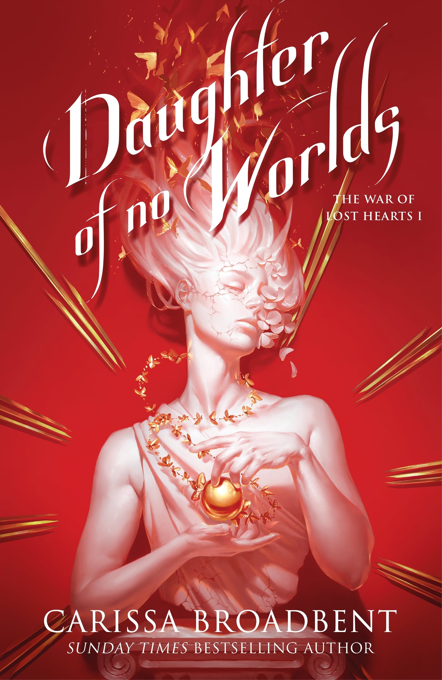 book cover of Daughter of No Worlds by Carissa Broadbent in red colour