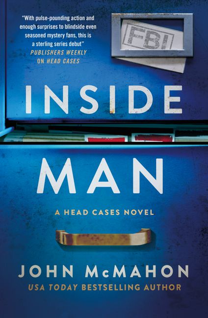 Book cover of 'Inside Man' by John McMahon with FBI symbols and blue background