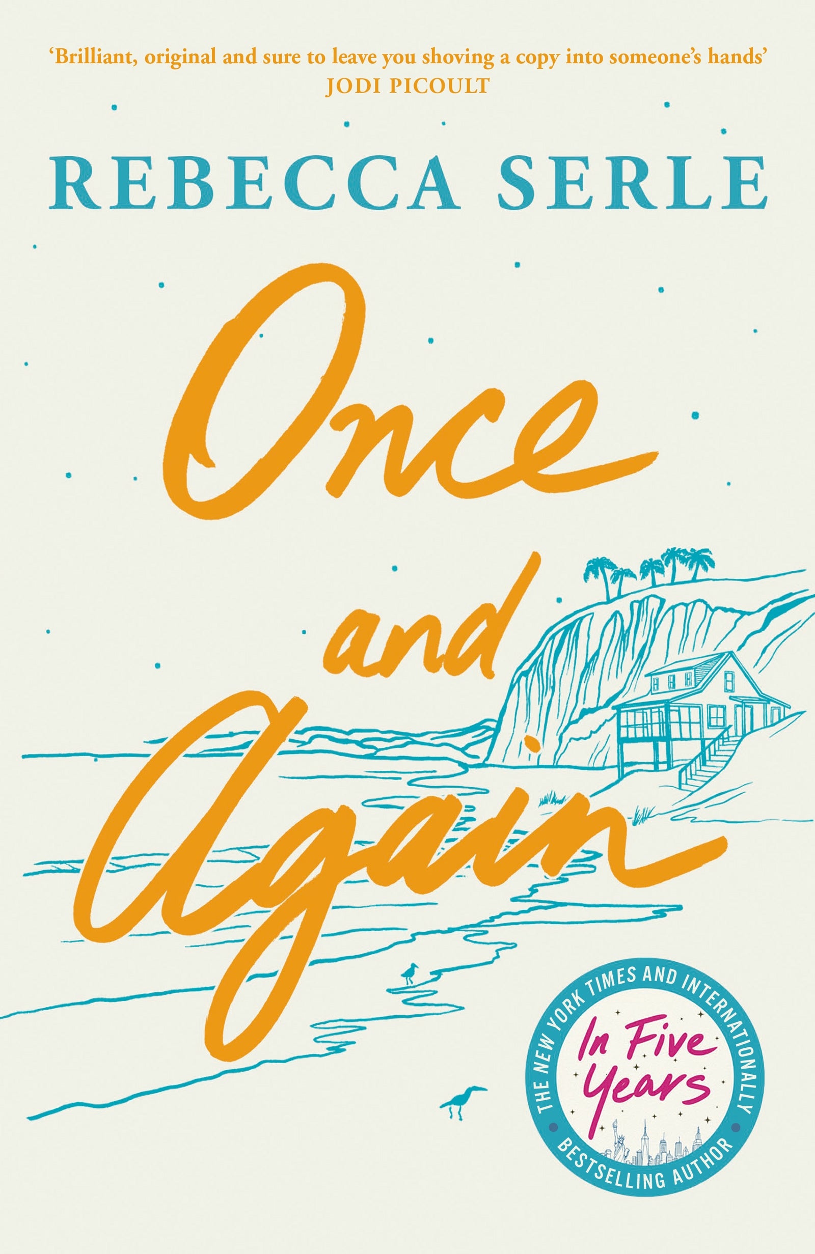 Book cover of 'Once and Again' by Rebecca Serle with a coastal illustration and text.