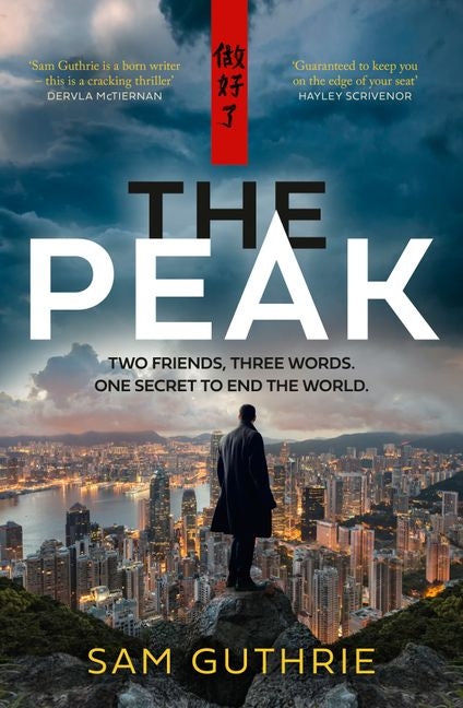 Book cover of 'The Peak' by Sam Guthrie with a cityscape and mountain background.