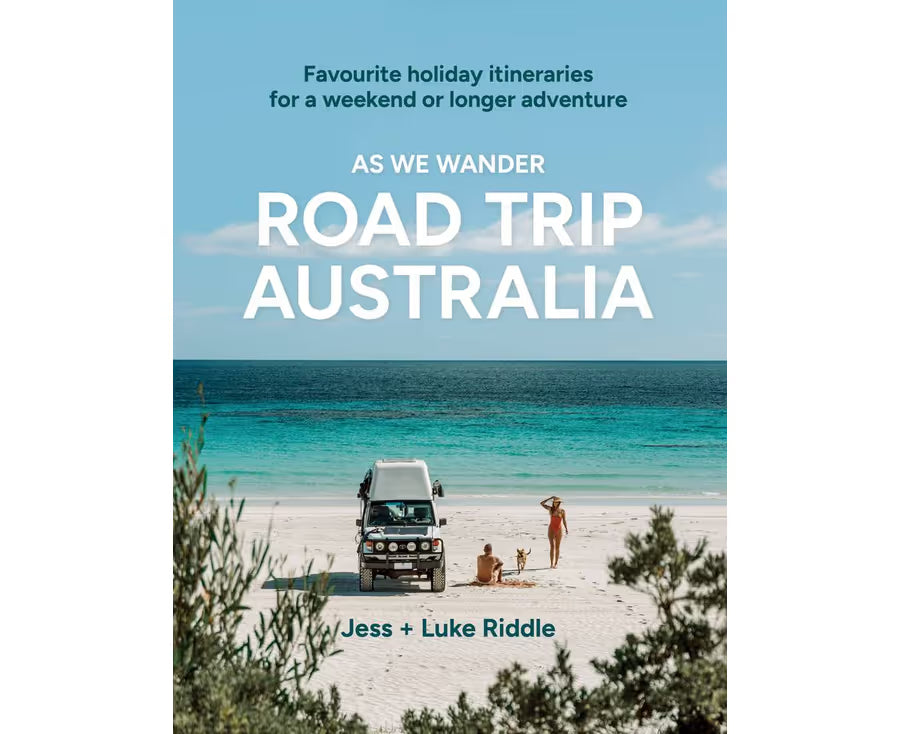 Book cover of 'Road Trip Australia' with a beach scene and text about holiday itineraries.